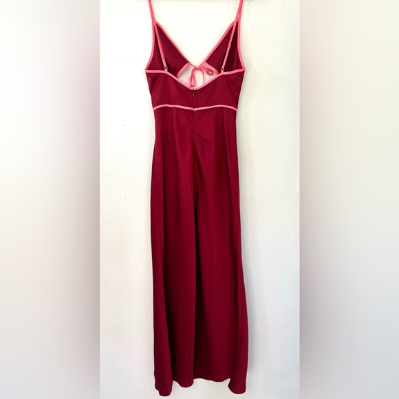 NWT Anthropologie Misha Ramira V-neck Cutout Midi Dress Red Satin Size L Large - Picture 8 of 16